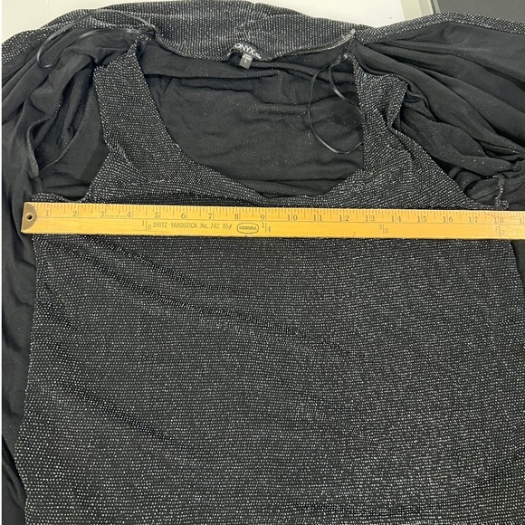 Onyx Nite Sparkly Open Front Cardigan Built-In Tank Metallic Black Party Top L - Picture 6 of 13